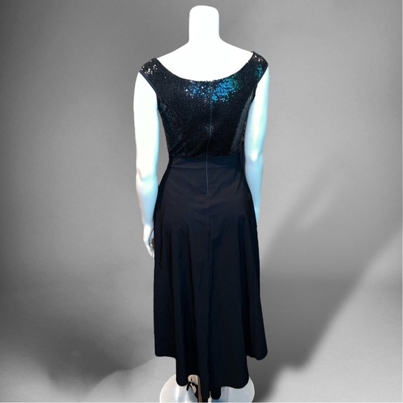 Roman Originals Black Sequin Bardot Gown Dress - Picture 3 of 11